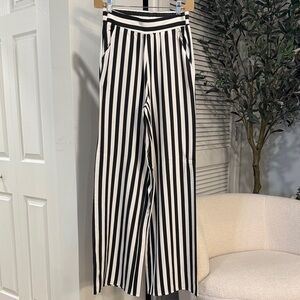 BCBG Generation Black & White Stripe Wide-Leg Pants